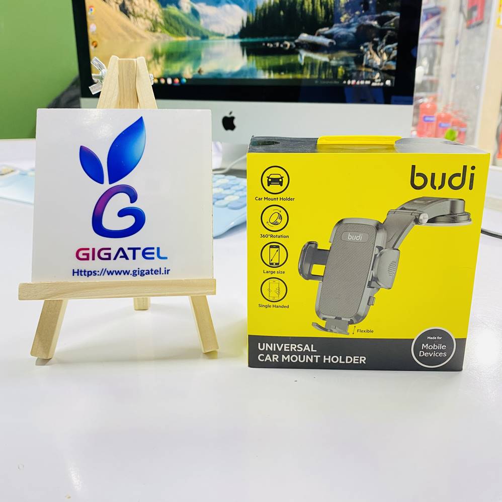پایه نگهدارنده گوشی موبایل بودی مدل CM555B – Budi Mobile Phone Holder CM555B - نمای بسته بندی