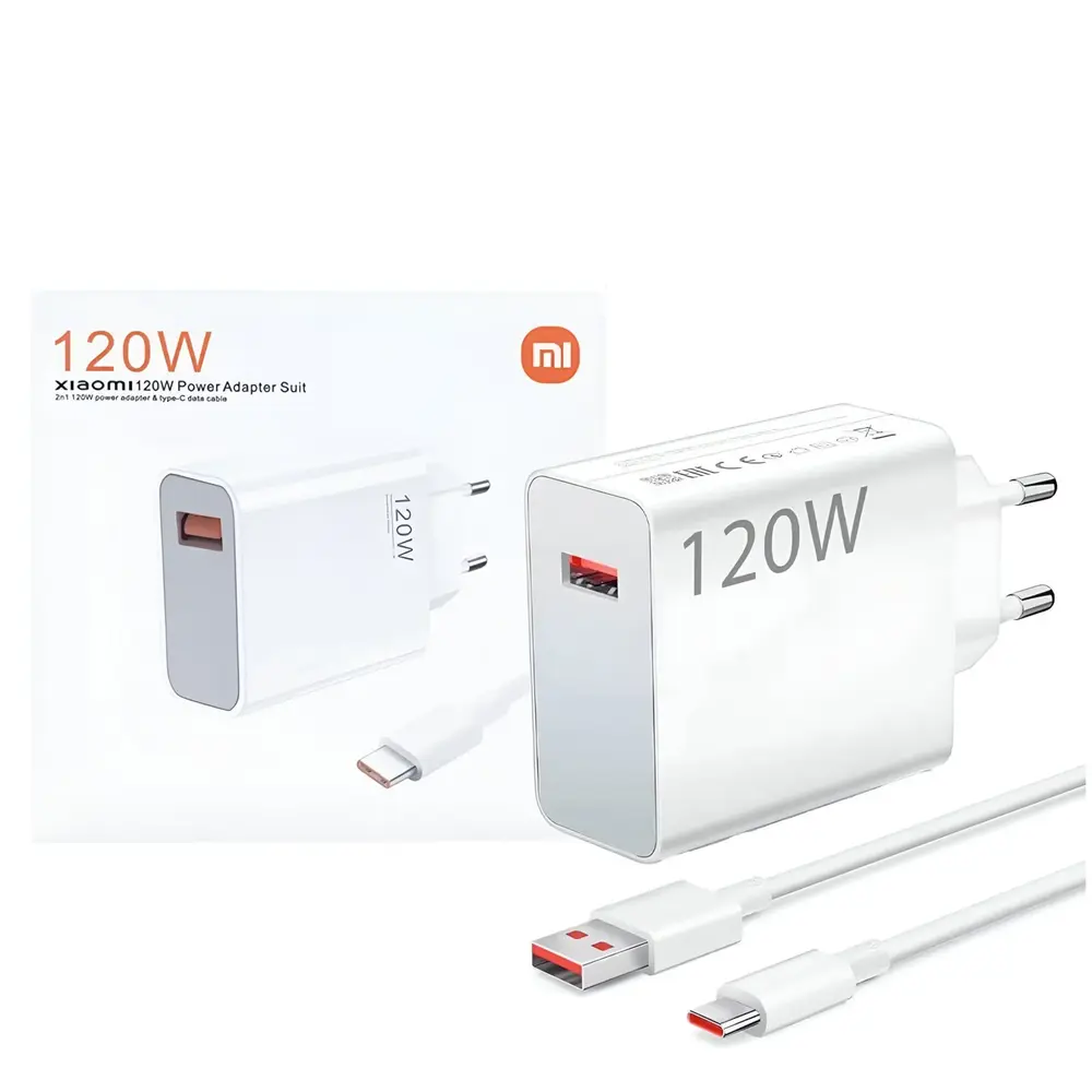 شارژر دیواری شیائومی 120 وات | فست شارژ HyperCharge با کابل USB-C
