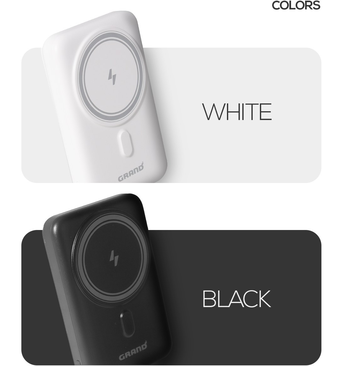 پاوربانک گرند مدل GW-11 | ظرفیت 10000 میلی‌آمپر | شارژ سریع PD و QC | دو پورت Type-C و USB - نمای بسته بندی